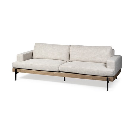 Homeroots 95" Beige Fabric Sofa With Black Legs 606784