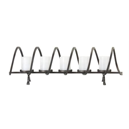 Homeroots 10" Black Metal Centerpiece Candelabra Candle Holder 634827