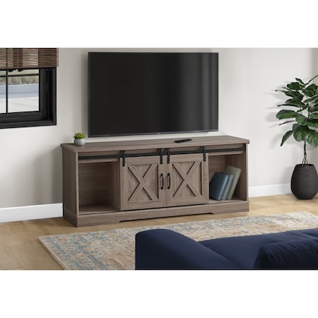 Monarch Specialties Tv Stand, 60 Inch, Console, Storage Cabinet, Living Room, Bedroom, Laminate, Brown I 2746
