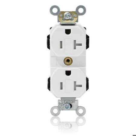 Leviton Straight Blade Receptacle, 5-20R, 20 A, 125V AC, Flush Mount, Self-Grounded MT563-SW