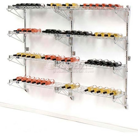 Global Industrial Wine Bottle Rack - Wall Mount 72 Bottle 72" x 14" x 54" 797157