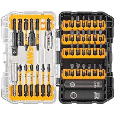 Dewalt FlexTorq 40pc Driver Bit Set, S2 Steel, Shank:1/4" DWA2T40IRSET
