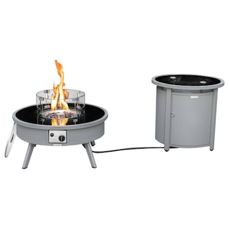 Leisuremod Walbrooke Patio Round Fire Pit and Tank Holder, Grey WGR-29-24-GL