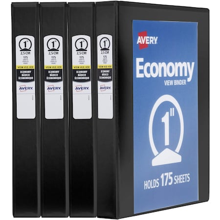 Avery Economy View 3 Ring Binders, 1 in, PK4 19203