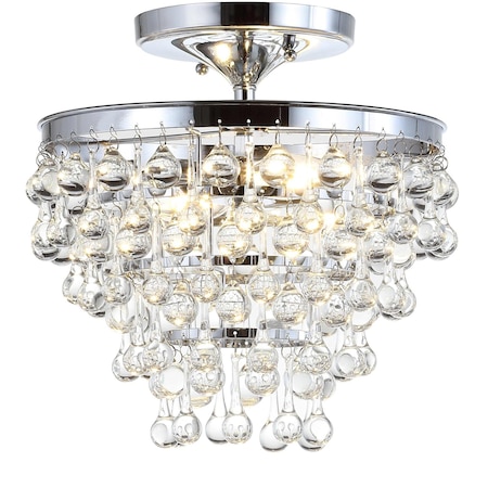 Jonathan Y Toronto 13 in. Metal/Crystal LED Flush Mount, Chrome JYL9029B