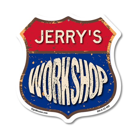 Signmission Jerry's Workshop, 12 Inch X 12 Inch, Aluminum Metal Sign SHI-A-12-489-JERRY