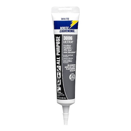 White Lightning Acrylic Sealant, 6 " L, 8 " W, White W11000005