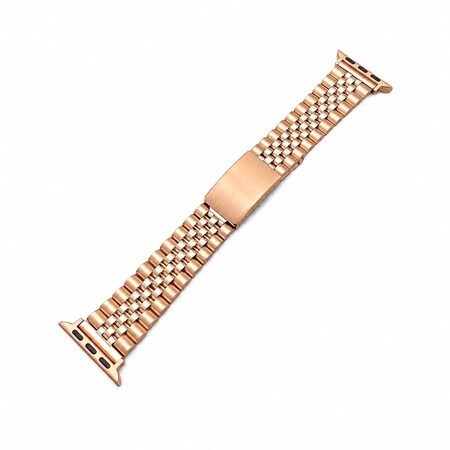 Elegani Rose Gold Classic Multi-Link Stainless Steel Replacement Band Compatible with Apple Watch 49mm BJBF-RGD-49mm