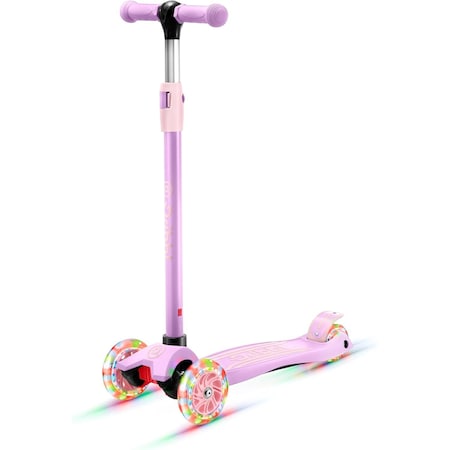 Dribbl 3-Wheel Kids Scooter, Lean-to-Steer, Adjustable Handle, Anti-Slip Deck, Purple, Ages 2+. DBKS02
