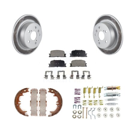 Transit Auto Rear Disc Coated Rotors Ceramic Pads Parking Shoes Hardware Kit For Toyota Highlander AWD KGT-104292