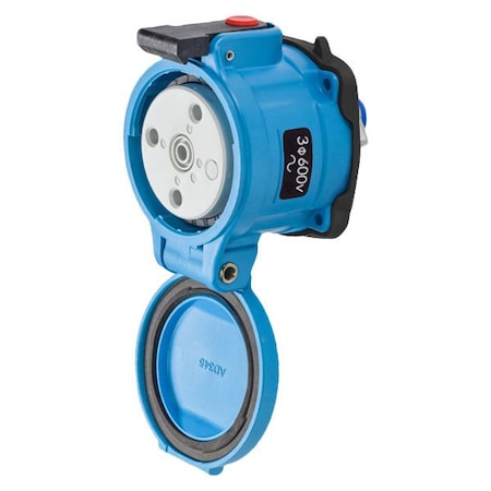 Meltric DS30 RECEPTACLE POLY BLUE SIZE 3 TYPE 4X 3P+G 30 A 600 VAC 60 Hz NO AUX TYPE 4X WATERTIGHTNESS 33-34143-4X
