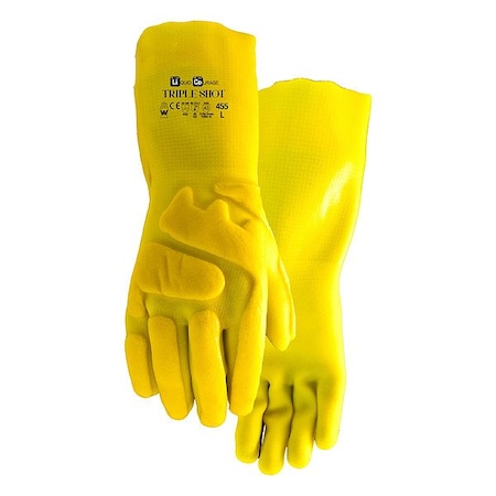 Watson Gloves 455 Chemical-Resistant Gloves, Glass, Nylon, PVC, 12 in L, Not Applicable, Yellow, XXL, 1 PR 455-XXL