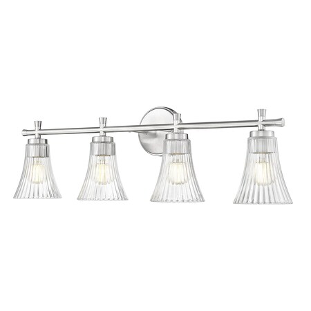 Z-Lite Belle 4-Light Vanity, 32 in W, Brushed Nickel 7519-4V-BN
