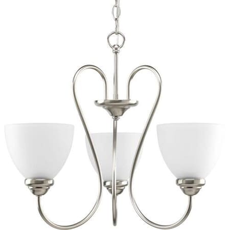 Progress Lighting Heart Collection 3-Light Brushed Nickel Etched Glass Farmhouse Chandelier P4664-09