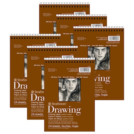 Strathmore 400 Series Drawing Pad, Smooth Finish, Wire Binding, 24 Sheet, 6x8 inch, 6PK P400-2-06