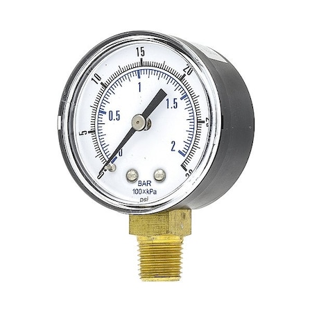 Zoro Select Pressure Gauge, 1/4 in NPT, Bottom Location SEP-101D-204C