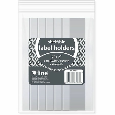 C-Line Products Magnetic Shelf/Bin Label Holder, 2", PK10 87247
