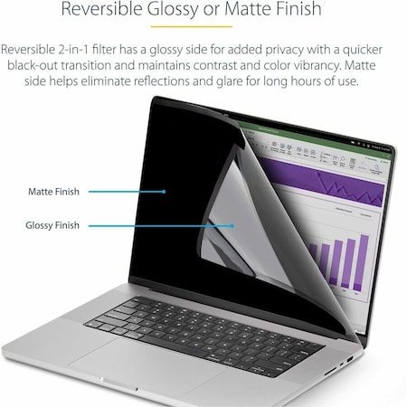 Startech.Com 15in MacBook Air 2023/2024 Laptop Privacy Screen, Removable/Reversible Anti-Glare Privacy 15MAM-PRIVACY-SCREEN