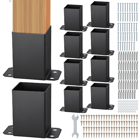 Vevor 10 Pack 4x4 (Inner Size 3.6x3.6) Post Base Brackets Wood Fence Post Anchor, 10PK QBLZ-4in-10