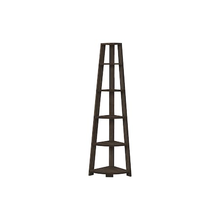 Homeroots 71" Oak Particle Board and Wood Five Tier Corner Bookcase 489811