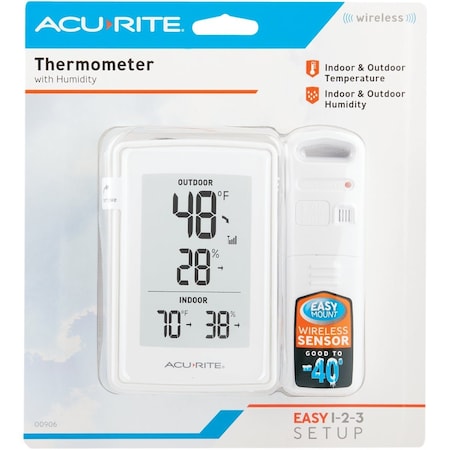 Acurite Digital Indoor & Outdoor Thermometer With Temperature & Humidity 00906A1