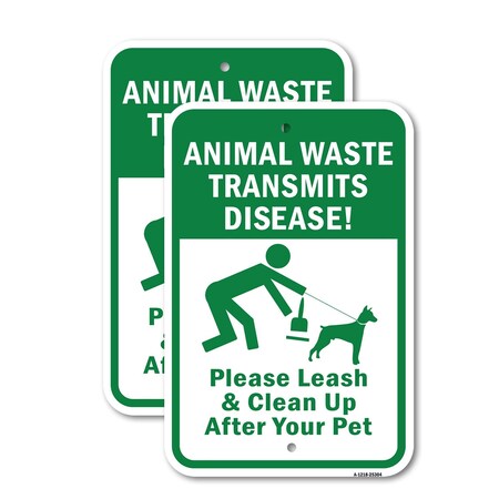 Signmission Animal Waste Transmits Disease Please Leash & Clea Aluminum, 18" x 24", A-1824-25304 A-1824-25304
