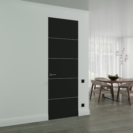 Sartodoors Hidden Door, Planum 0020 Matte Black Concealed Metal Frame 32" x 84" Right-hand Inswing PLANUM0020MF-BLK-32x84-RH-I