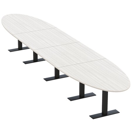 Skutchi Designs 20ft Conference Table With Power Unit | 18 Person Modular Oval Meeting Table | Harmony Series HAR-OVL-48X240-T.BK-WA7976-NA