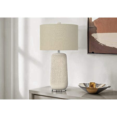Monarch Specialties Lighting, 31 in.H, Table Lamp, Cream Ceramic, Beige Shade, Contemporary I 9605