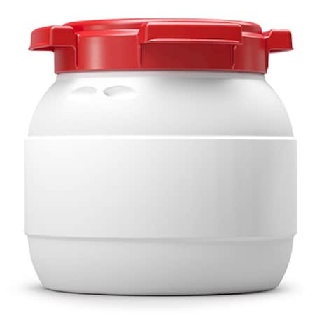 Curtec Wide Neck Drum with lid, HDPE, 3.6L, white - red with label area 7004-61-046