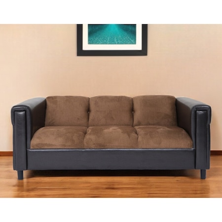 Homeroots 72" Brown Chenille Sofa With Black Legs 530479