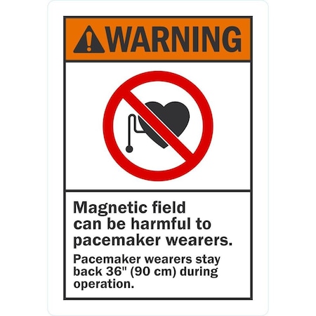 Lyle Warning Magnetic Field Can Be Harmful To Pacemaker, 3.5x5, Non-Reflective, White G-14615-ND_3.5x5