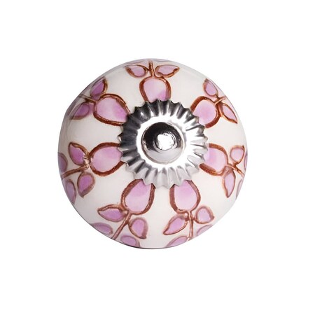 Homeroots Set of Twelve Pink White And Burgundy Floral Ceramic Drawer Pull Knobs, 12PK 321701