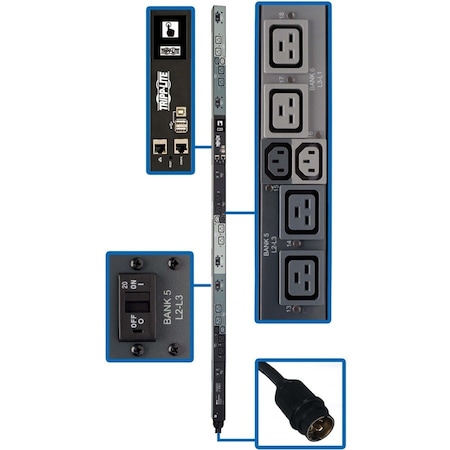 Tripp Lite PDU, 6 ft Cord L, 70 in H, 45 A PDU3EVNR6H50A