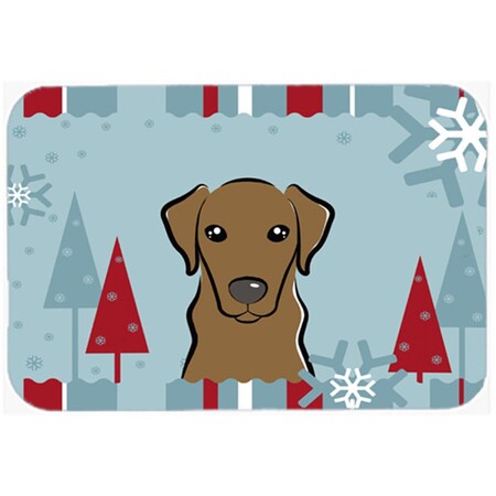 Carolines Treasures Winter Holiday Chocolate Labrador Glass Cutting Board- Large BB1730LCB