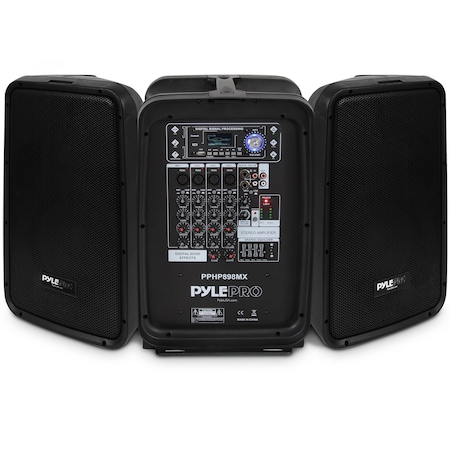 Pyle Pyle 600W 8-Channel Portable Bluetooth Wireless PA Speaker Amplifier Kit, 8" Subwoofer, MP3, AUX PPHP898MX