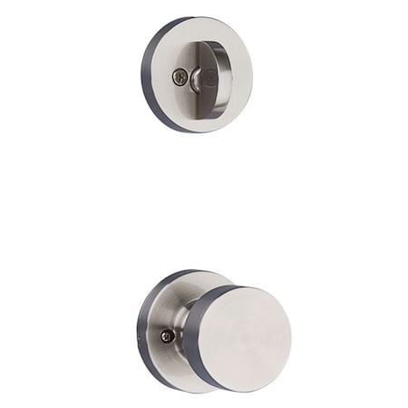 Kwikset Pismo Knob with Round Rose Interior Single Cylinder Handleset Trim Satin Nickel Finish 966PSKRDT-15.UNIV