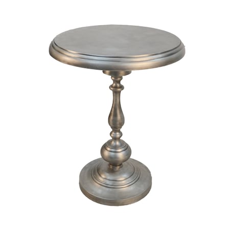 Homeroots 24" Antique Nickle Metal Round End Table 493242