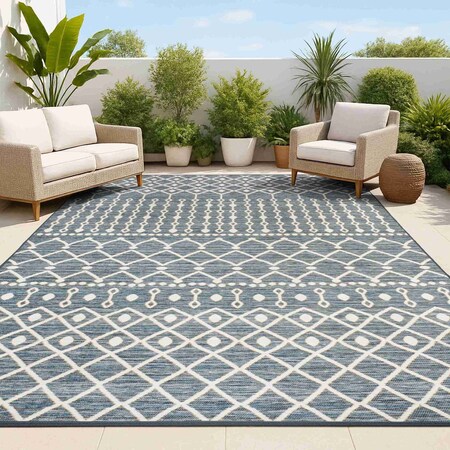 Jonathan Y Zana Modern Geometric Moroccan Reversible Machine-Washable Navy/Cream 4 ft. x 6 ft. Area Rug SVH110A-4