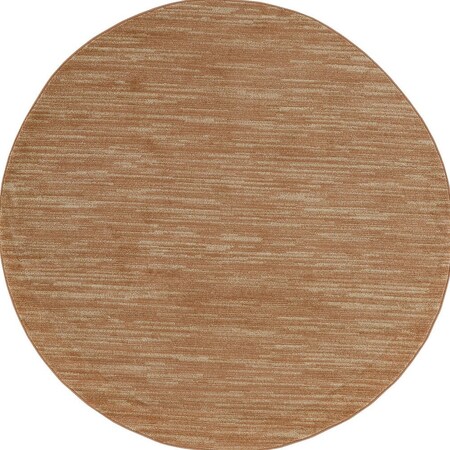 Homeroots 4' Rust And Beige Round Abstract Indoor Outdoor Area Rug 573834
