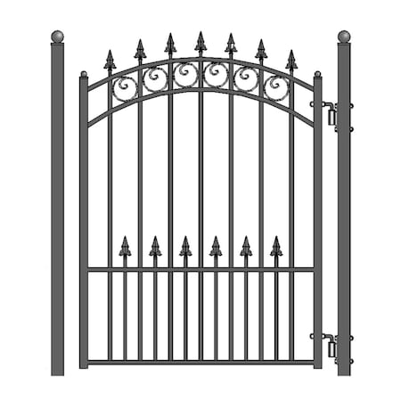 Aleko 5 ft. Prague Style Iron Pedestrian Gate, Black PGPRA-UNB