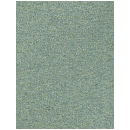 Homeroots 9' X 12' Blue And Green Geometric Indoor Outdoor Area Rug 551540