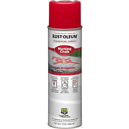 Rust-Oleum Inverted Marking Chalk, 17 oz, Aerosol, Red, Water -Based 205235