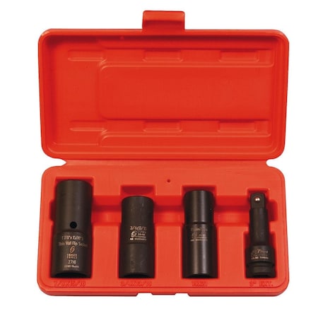 Sunex 1/2 in Drive Sae & Metric 6 Point Flip Thin Wall 4-Piece Impact Socket Set 2724