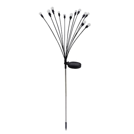 Alpine Black/Silver Metal/Plastic 27 in. H Firefly Solar Garden Stake SLL2556BB-TM