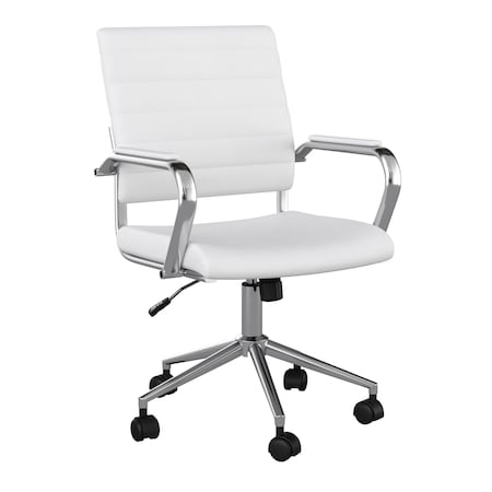 Martha Stewart Piper Upholstered Office Chair in White/Polished Nickel CH-220921-2-WH-MS