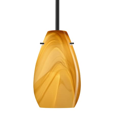 Besa Lighting Besa Pera 9 Stem Pendant, Honey, Black Finish, 1x 9W LED 1TT-4126HN-LED-BK