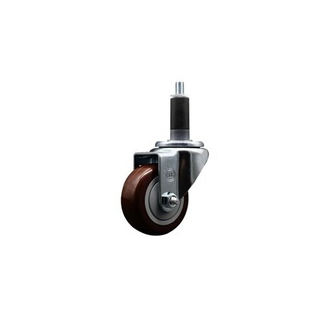 Service Caster 3'' SS Maroon Poly Wheel Swivel 1-1/8'' Expanding Stem Caster SCC-SSEX20S314-PPUB-MRN-118