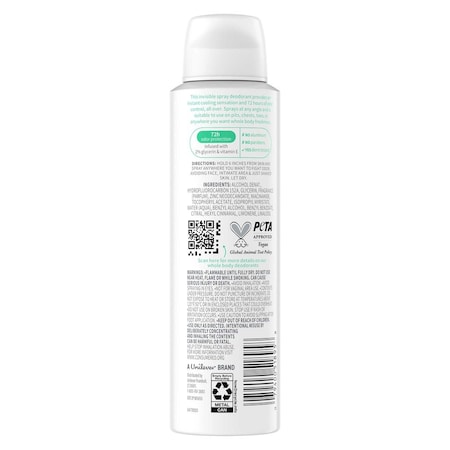 Dove Sage and Lavender Cooling Whole Body Deodorant Spray, 4 Ounce, 12PK 64770964