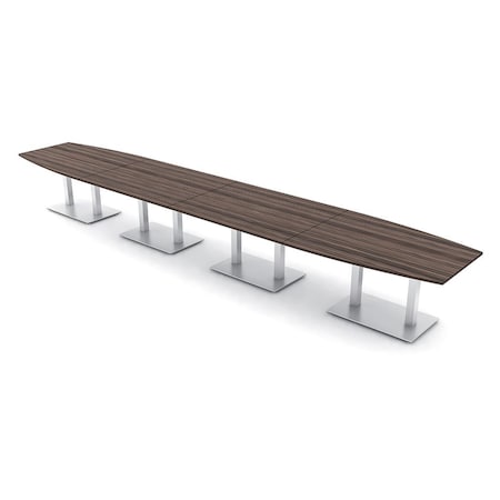 Skutchi Designs Boat Conference Table With Power, 48 in W, 264 in L, Brown HAR-BOT-48x264-DOU-H3041-NA